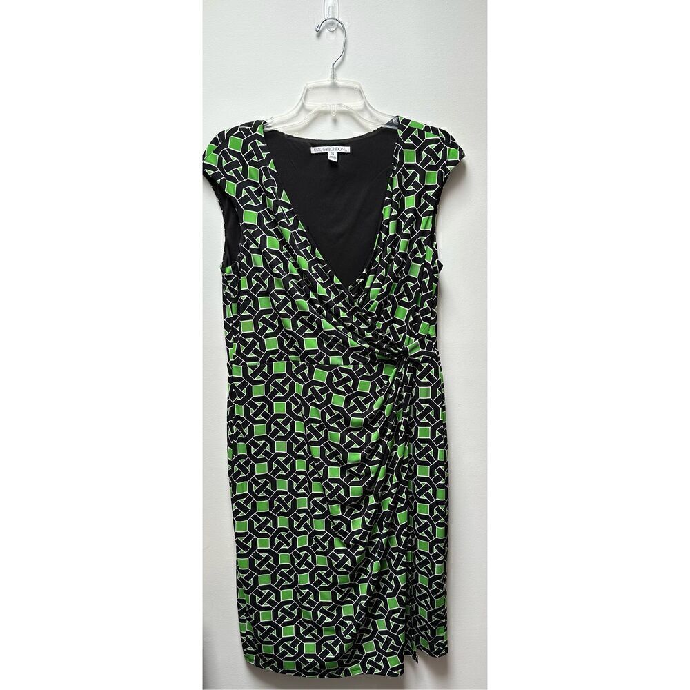 Maggy London women’s green geometric sleeveless dress size 14. #29-1295